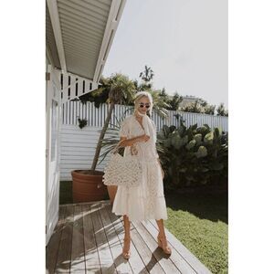 NEW SPELL & THE GYPSY COLLECTIVE Sz XS FAIRYTALE ANGLAISE GOWN EYELET MIDI DRESS